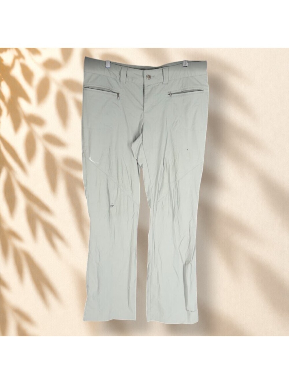 Columbia Pants Women 12 Gray High Rise Flat Front Straight Lined Pockets Chino